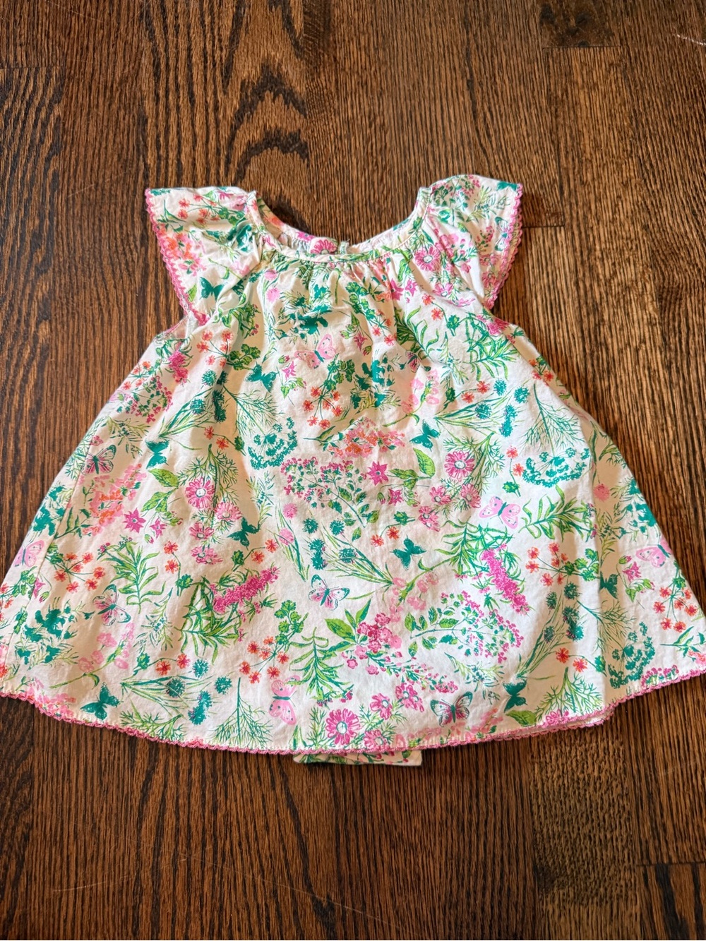 Tommy Bahama Cream Floral Baby Dress with Pink & Green Print